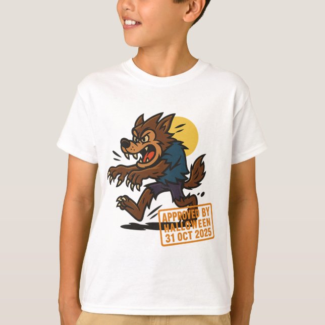 T-shirt Dessin Werewolf - Approuvé par Halloween (Devant)