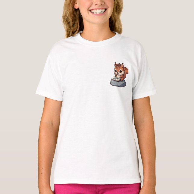 T-shirt Dessinateur Chibi Écureuil Illustration Enfants (Devant)