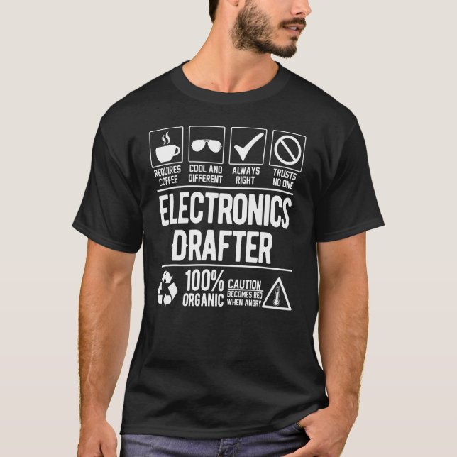 T-shirt Dessinateur en électronique Titre de l'emploi   Em (Devant)