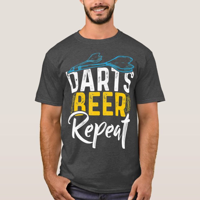 T-shirt Dessins Bière Répéter Drôle Joueur Dart (Devant)