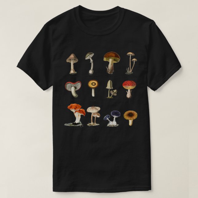 T-shirt Dessins de champignons étiquetés (Design devant)