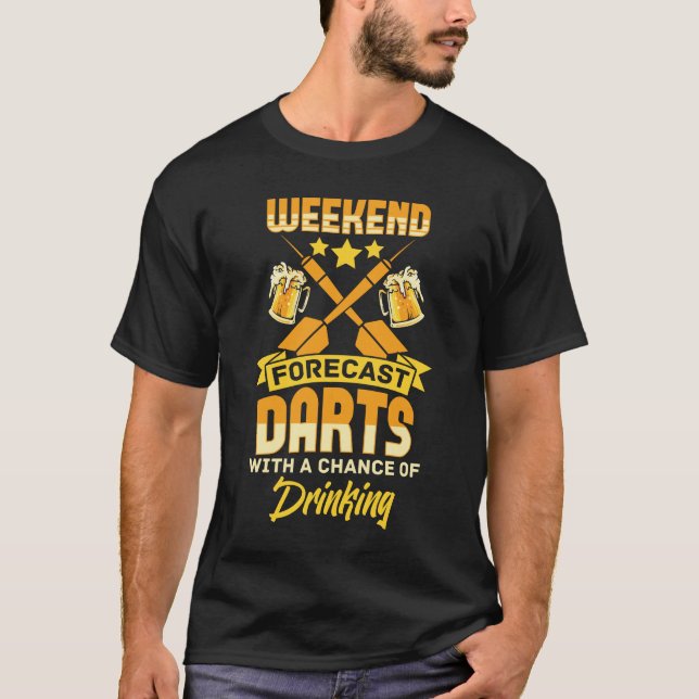 T-shirt Dessins Weekend Bière Boire Joueur Dart (Devant)