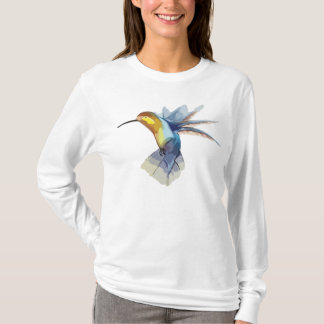 T-shirt dessus chauffe-yoga en aquarelle colibri - blanc