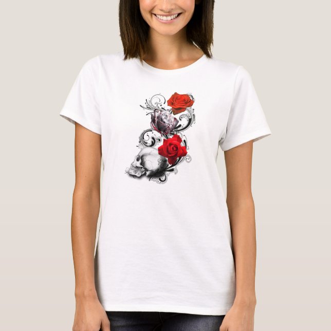 T-shirt Dessus de conception de crâne (Devant)