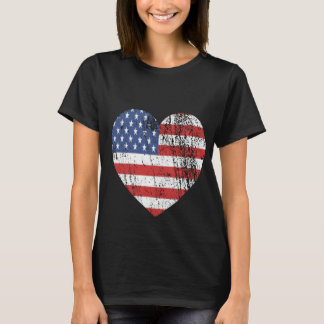 T-shirt Dessus de drapeau de coeur des chemises des femmes