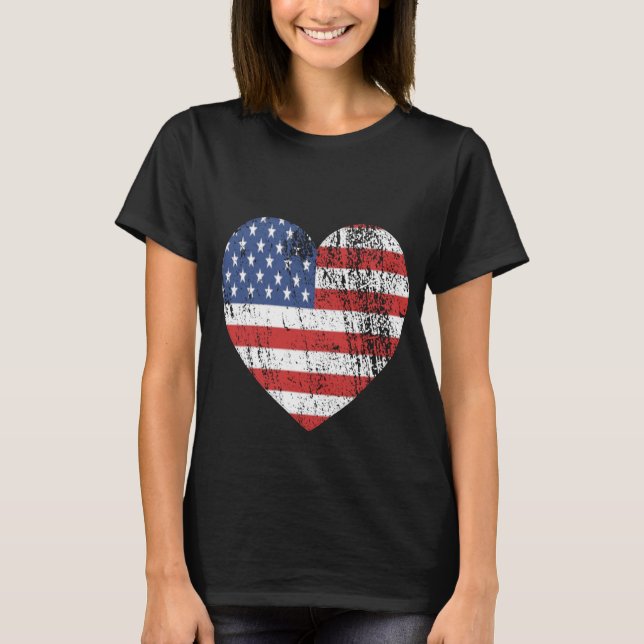 T-shirt Dessus de drapeau de coeur des chemises des femmes (Devant)