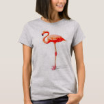 T-shirt Dessus de Flowy des femmes : Aquarelle rose de<br><div class="desc">Dessus de Flowy des femmes : Peinture rose d'aquarelle de Flamant rose (gris de bruyère)</div>