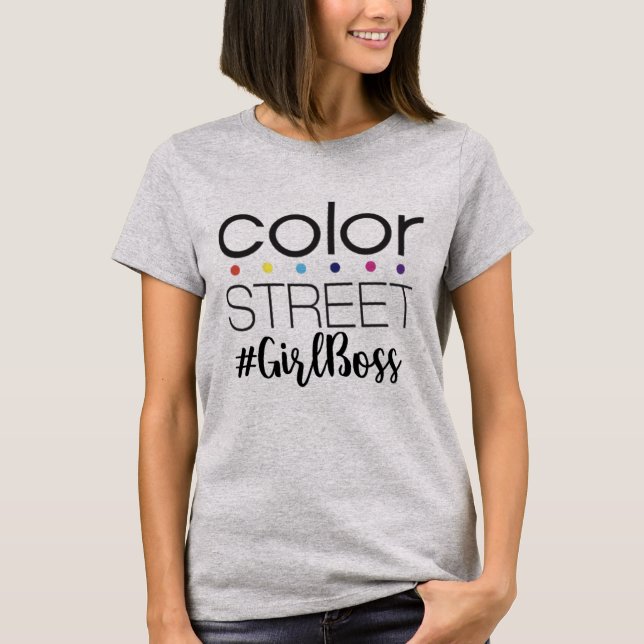 T-shirt Dessus de rue de couleur de patron de fille (Devant)