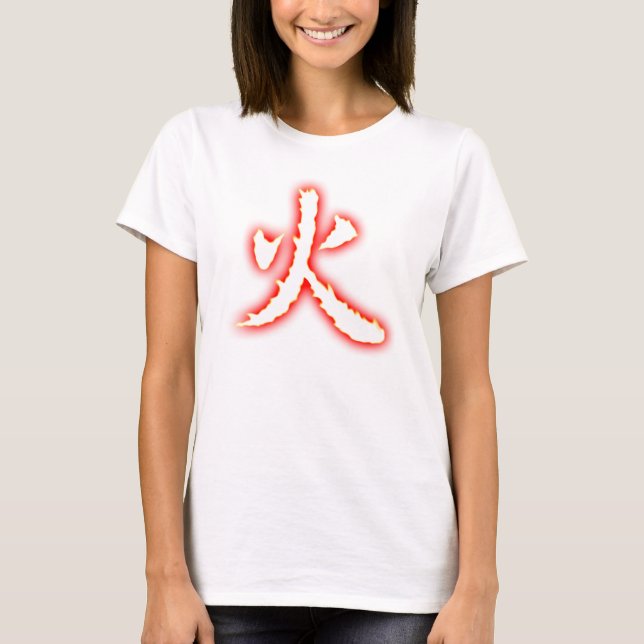 T-shirt Dessus des spaghetti de Ladie de kanji du feu (Devant)