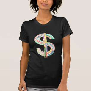 T-shirt Dessus d'obscurité de dames de symbole dollar