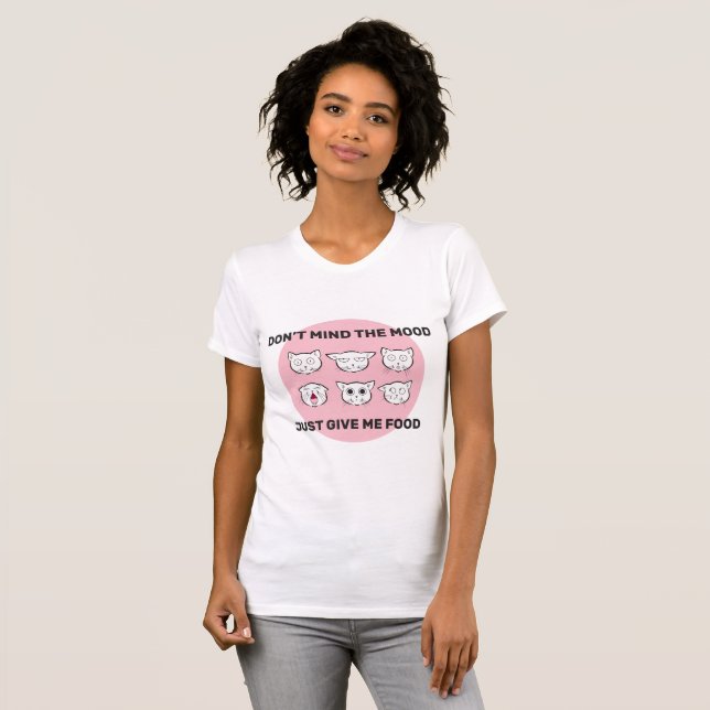 T-shirt Dessus illustré par femmes d'humeur d'aliments (Devant entier)