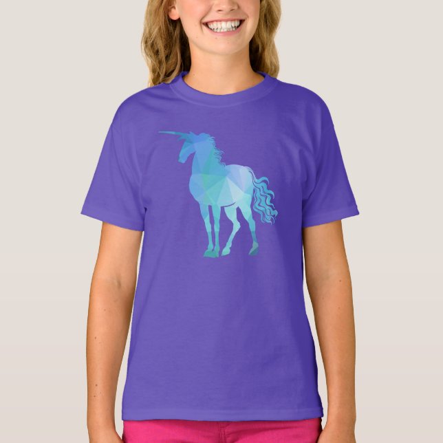 T-shirt Dessus moderne de la licorne de la fille (Devant)
