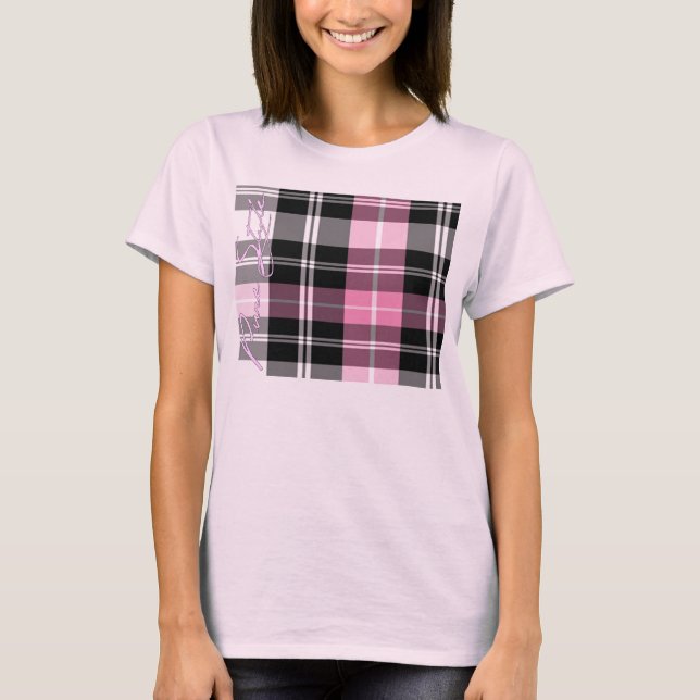 T-shirt Dessus pur rose de plaid de style de filles (Devant)
