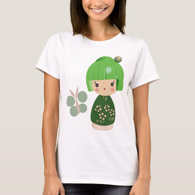 T-shirt Dessus vert de courroies de spaghetti de triplet (Devant)