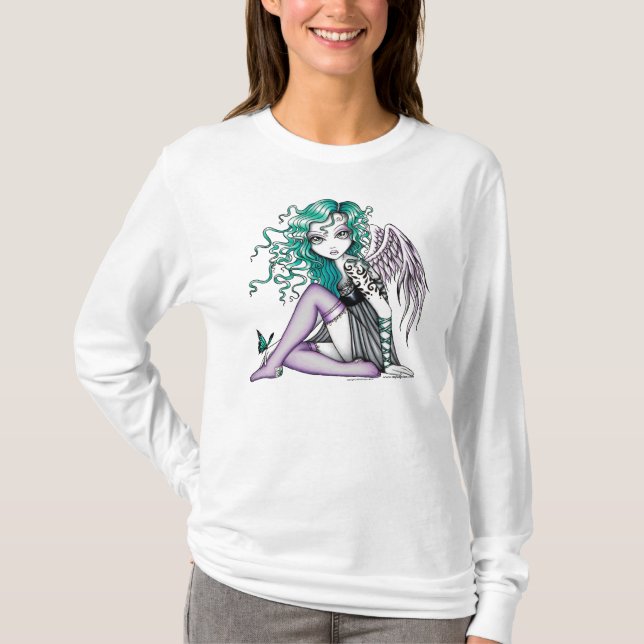 T-shirt Dessus violet d'ange de tatouage de Malory (Devant)