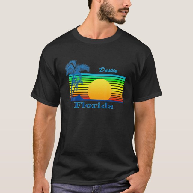 T-shirt Destin Florida Retro Tropical Beach Sunset (Devant)