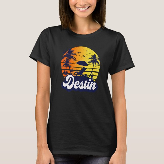 T-shirt Destin Florida Sunset Beach Retro Premium (Devant)