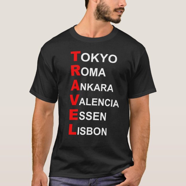 T-shirt destinations de voyage (Devant)