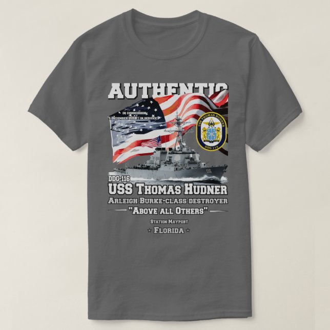 T-shirt destroyer USS Thomas Hudner DDG116 (Design devant)