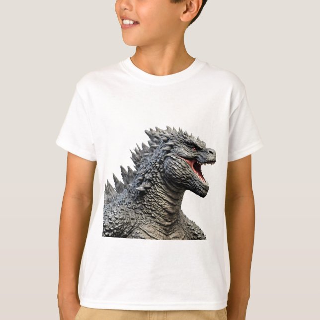 T-shirt Detailed Head of Roaring Godzilla Monster (Devant)