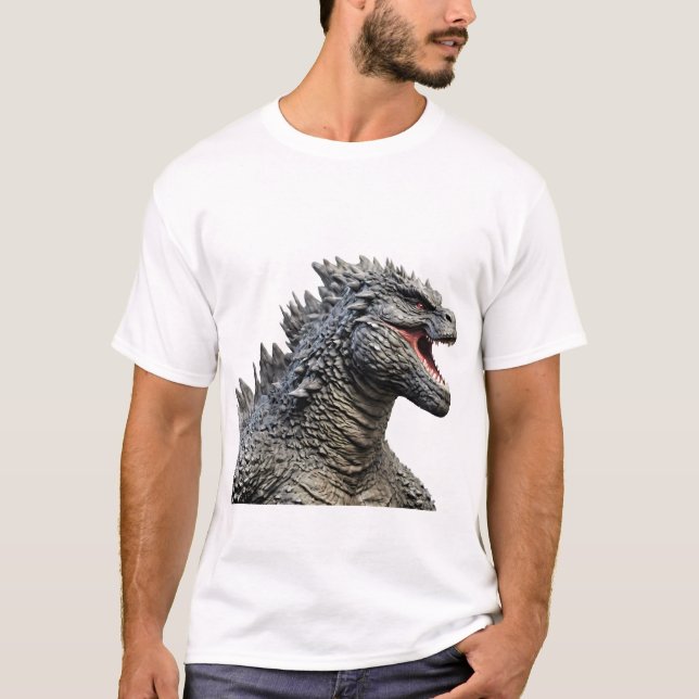 T-shirt Detailed Head of Roaring Godzilla Monster (Devant)