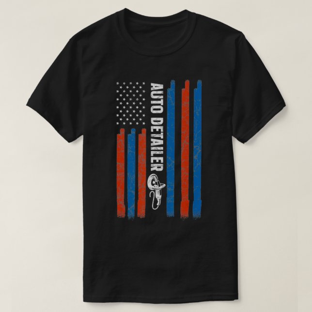T-shirt Détaillant auto USA Drapeau Détaillant voiture Dét (Design devant)