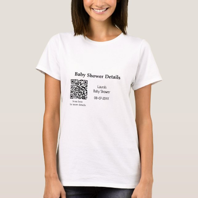 T-shirt DÉTAILS DU baby shower QR SCAN CODE RU MODERNE MIN (Devant)