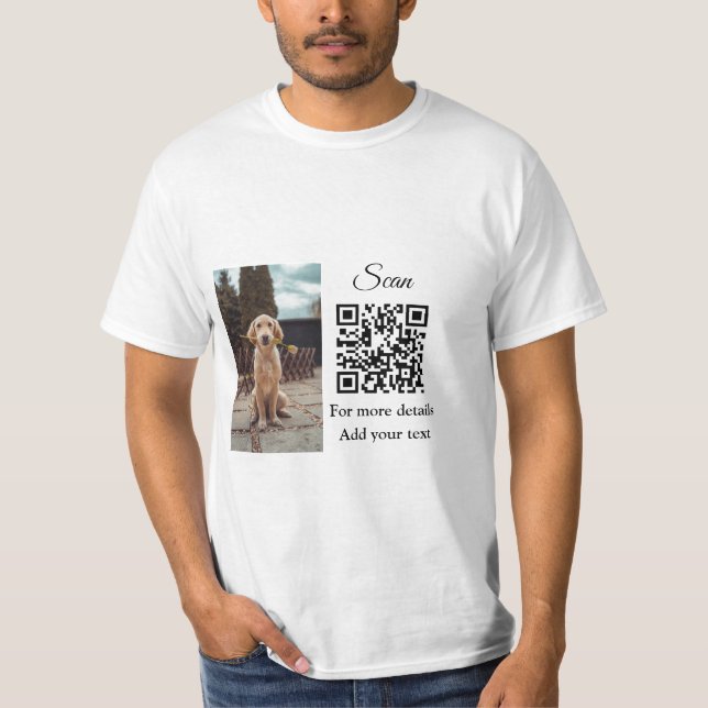 T-shirt Détails simples du nom de l'animal code QR ajouter (Devant)