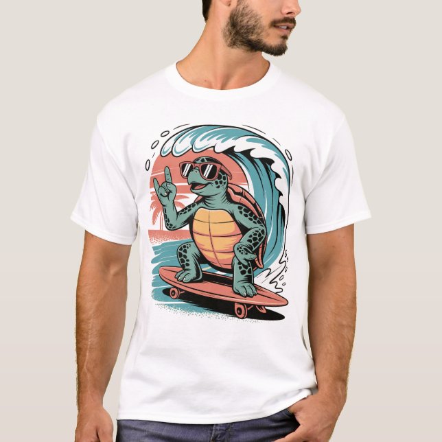 T-shirt d'été avec Skater Turtle (Devant)