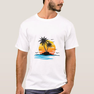 T-shirt d'été de l'île du coucher de soleil tropic