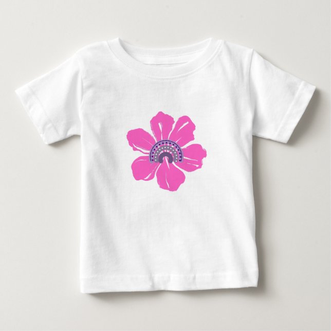 T-shirt d'été mignon pour bébé avec fleur rose (Devant)