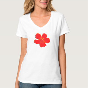 T-shirt d'été minimal à fleurs rouges