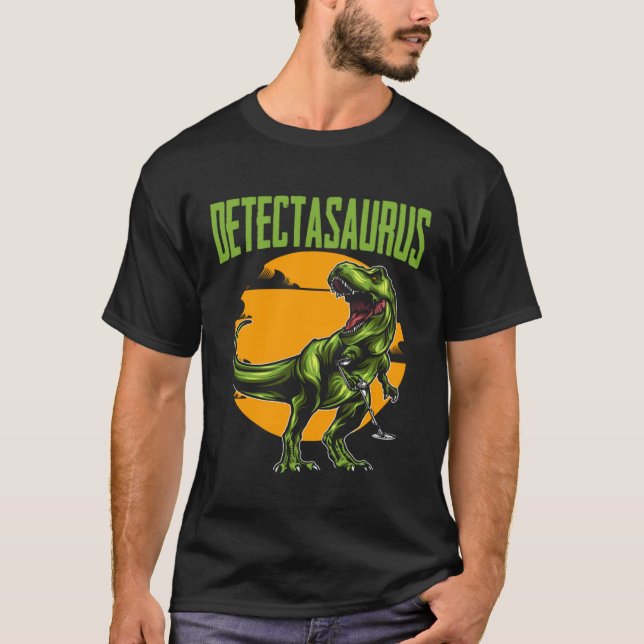 T-shirt Detectasaurus Treasure Hunting Dinosaur Trex Metal (Devant)