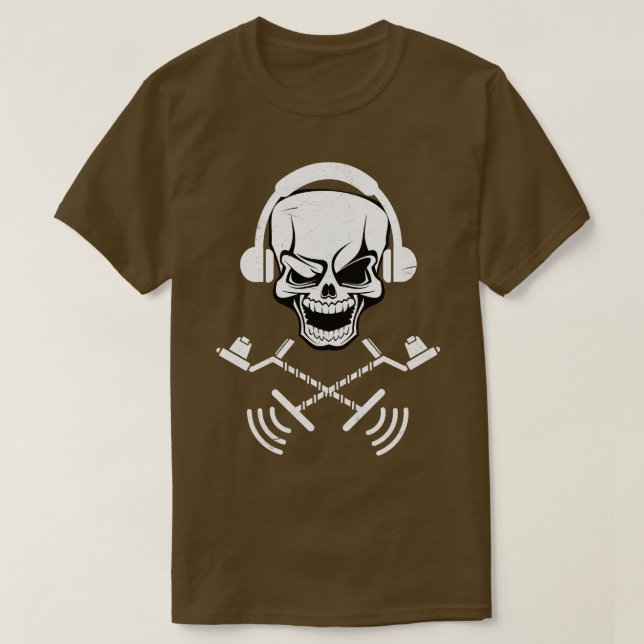 T-shirt Détecter le crâne du détecteur de métaux (Design devant)