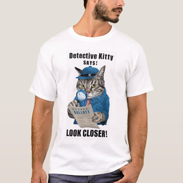 T-shirt Detective Cat Illustration (Devant)