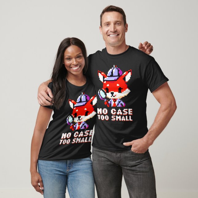T-shirt Détective Fox - Aucun Coque Trop Petite Pixel Amus (Unisexe)