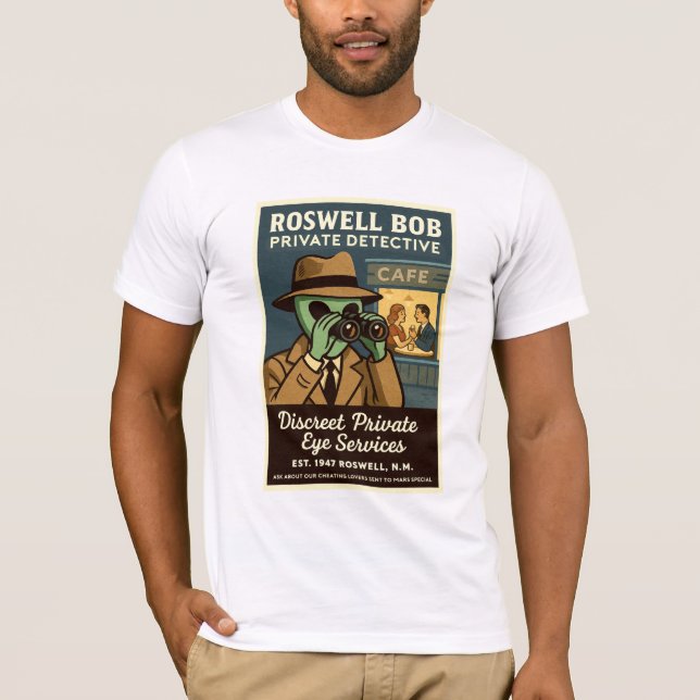 T-shirt Détective privée Roswell Aliens 1950's Retro (Devant)