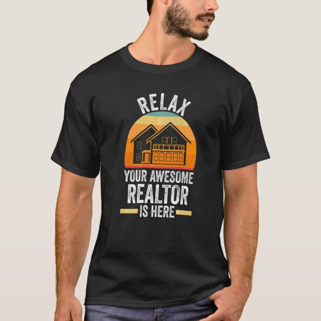 T-shirt détendez votre super immobilier est ici maison rée (Devant)