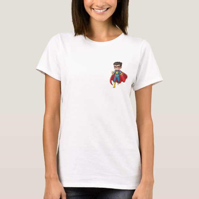 T-shirt Determined Cartoon Superhero Boy Running (Devant)