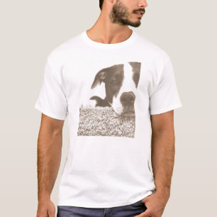 T-shirt déteste l'acte, pas la race pitbull sépia amical
