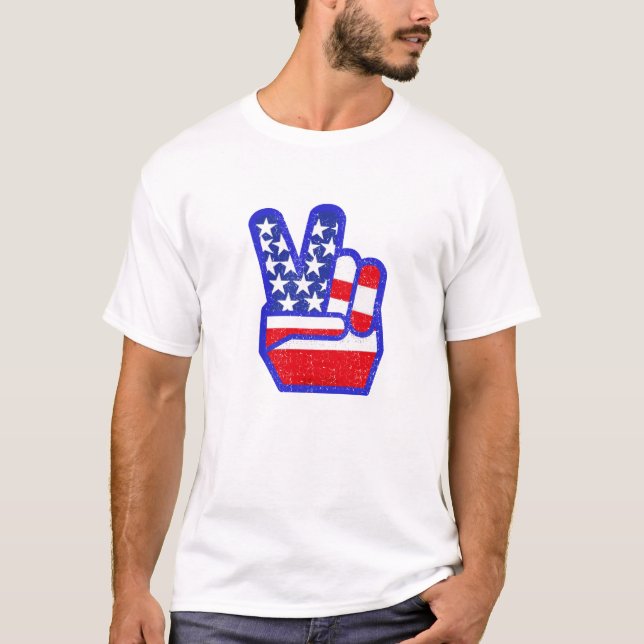 T-SHIRT DÉTRESSE DE SIGNE DE PAIX (Devant)