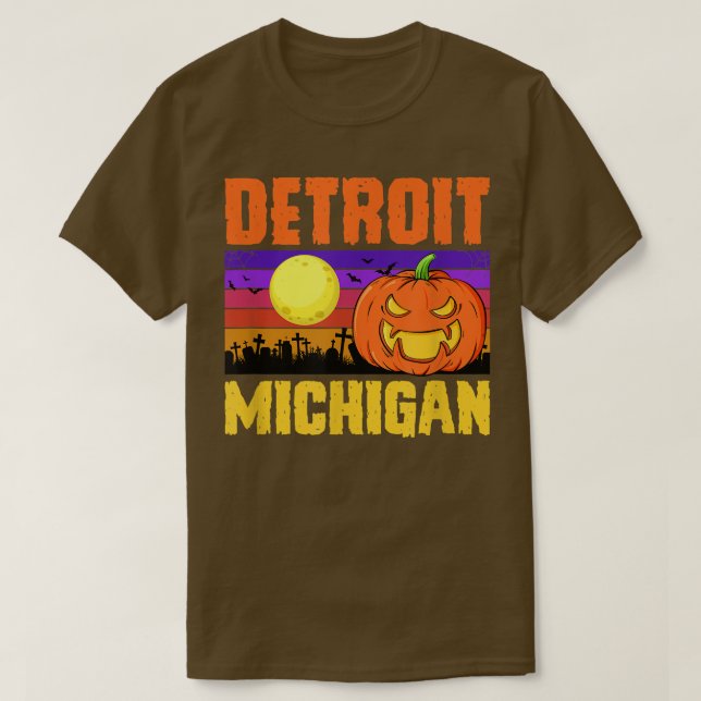 T-shirt Detroit Michigan Happy Halloween Party Ville local (Design devant)
