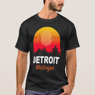 T-shirt Detroit Michigan Vintage Sunset Retro City State U