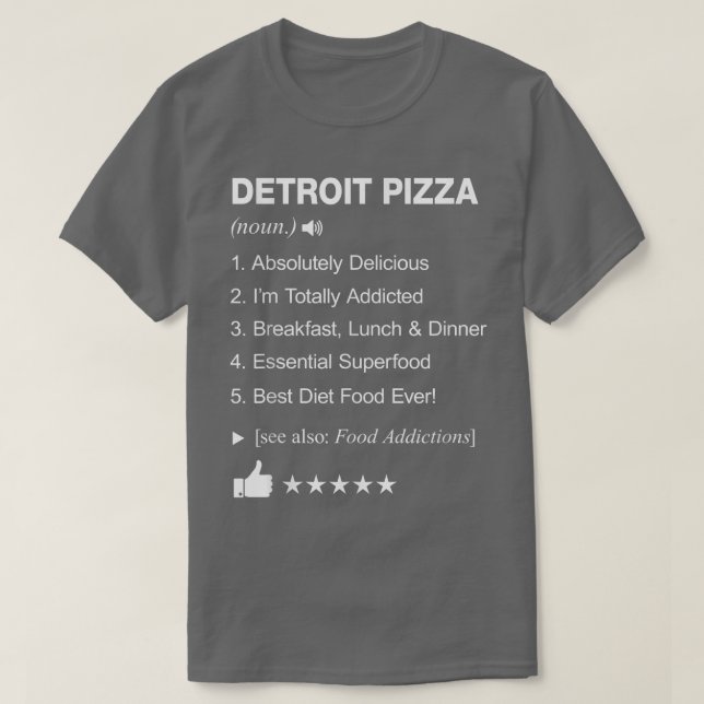 T-shirt Detroit Pizza Définition Signifiant Drôle  (Design devant)