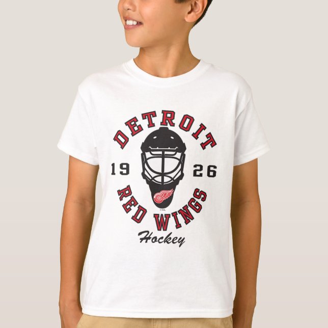 T-shirt Detroit Red Wings Hockey Mask Gray Officially Lice (Devant)