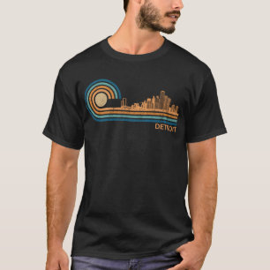 T-shirt Detroit Skyline Retro Detroit Fan Michigan Detroit