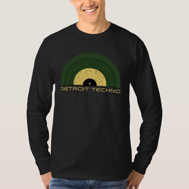 T-shirt Detroit Techno Retro Look Record with Detroit Tech (Devant)