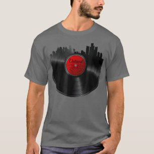 T-shirt Detroit Vinyl DJ Techno Music Skyline Cadeau