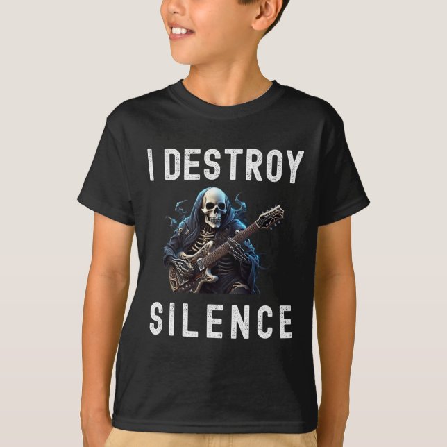 T-shirt Détruire Silence Ghost Guitar Funny Guitare (Devant)