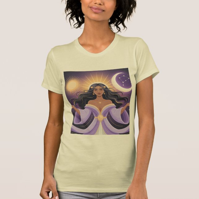T-shirt Deusa Lua Sol Mulher Mística Camiseta Espiritual B (Devant)